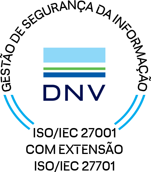 Selo DNV de certificação ISO/IEC 27001 com extensão ISO/IEC 27701